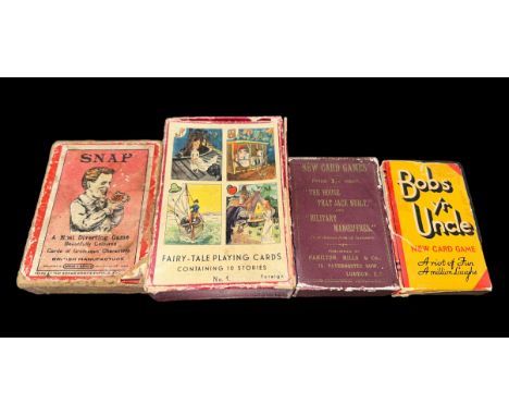 Small collection of vintage playing card games including Snap, Fairy-Tale, Unique and Bobs y'r Uncle. All early 20th century.
