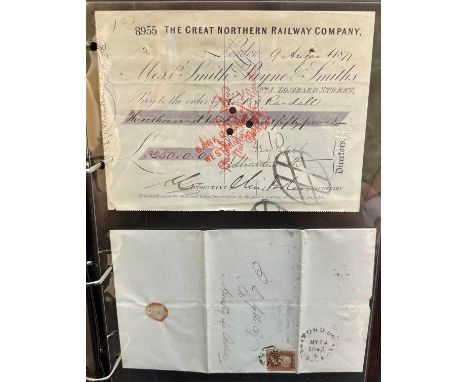 Small selection of late 19th Century Railway paper ephemera neatly held in display binder including; The Great Northern Railw
