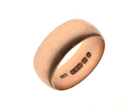 Late Victorian 9ct rose gold wedding band, Birmingham 1896, 8mm wide approx, size R½, 6.5g approx