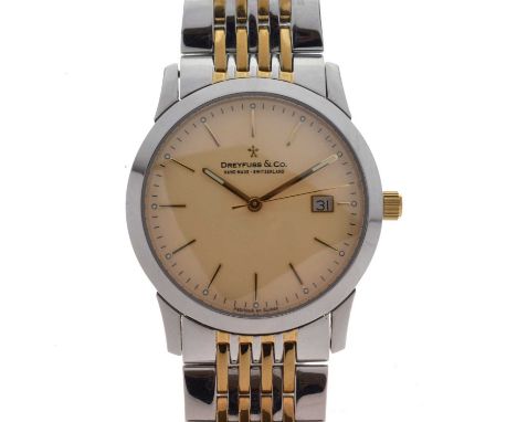 Dreyfuss &amp; Co. - Gentleman's Series 1890 stainless steel cased bracelet watch, no.6031, the off-white dial with applied g