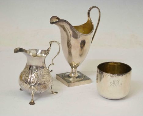 George III silver helmet cream jug, sponsor's mark of George Gray, London 1793, 14.5cm high, a George III baluster jug with l