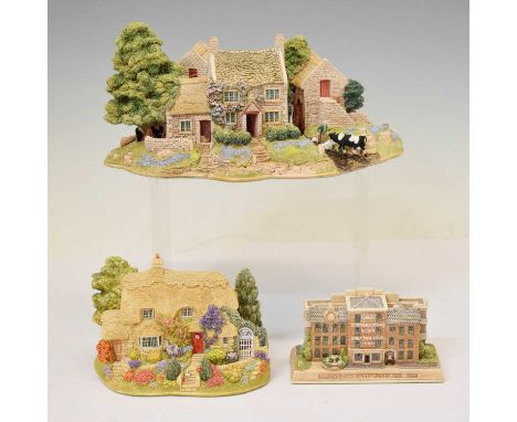 Lilliput Lane - Three boxed models comprising; 'Biscuit Works, Carlisle', with rectangular step plinth, 'Sowing the Seeds', a