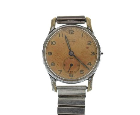 Tudor - Gentleman's vintage stainless steel bracelet watch, the silver dial (stained) with Arabic hour markers, seconds subsi