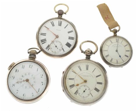 George IV silver pair-cased open face pocket watch, Jas. Fletcher, Rotherham, the white enamel dial with Arabic hour markers,