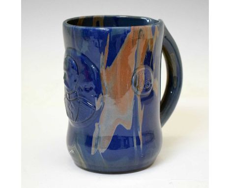 Elton Ware (Clevedon) pottery mug of slightly swollen cylindrical form with relief-moulded bust portrait of Lord Kitchener an