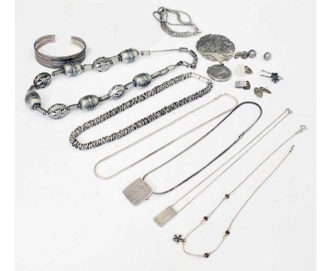 Collection of silver and '925' white metal jewellery, including two Ola Gorie 'Machair' silver necklets, a Celtic knot and th
