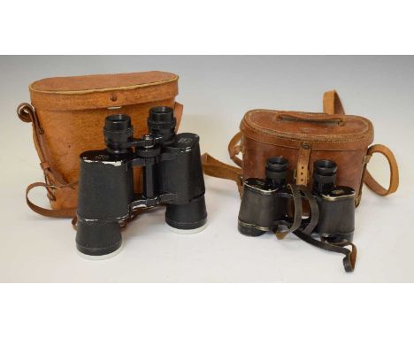 Pair of E. Leitz Wetzlar 6x30 binoculars in 'Timber 1937' case, together with a pair of Omega Coated Lens 7/50 Field binocula