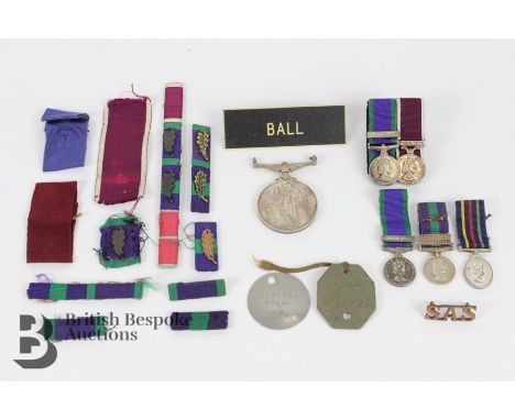 Collection of medals attributed to 21023228 Trooper R. Ball SAS including a general service medal (clasp absent) and at fault