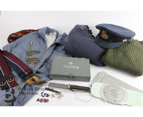 RAF Military Items; including RAF Aircrew Holdall circa 1957 nr 22C/1683; Computer Dead Reckoning Mk 4A and 4B nr 6B/2645 and