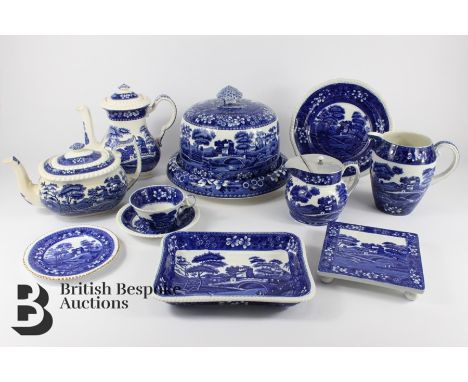 Copeland Spode blue and white porcelain, including a very attractive stilton stand and cover; tea pot, coffee pot, three grad