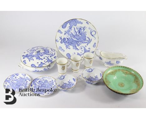 Royal Worcester porcelain, Royal Worcester Blue Dragon porcelain, including a vegetable tureen and cover, large, medium and s