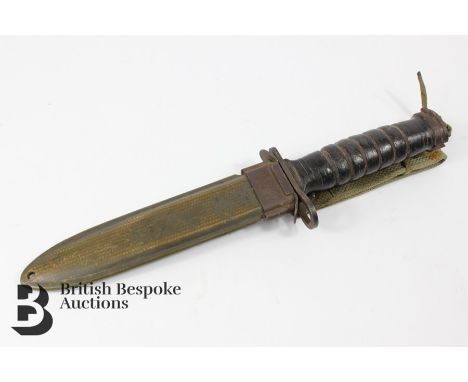 Special Air Services - US M4 rifle bayonet survival knife, approx 29.5 cms, stamped US M4 UTKA, housed in a green canvas US M