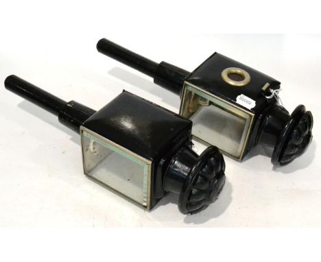 A Vintage Pair of Carriage Lamps, one marked ''The Scout'', 45cm high  Buyer's premium of 20% (+VAT) applies to this lot