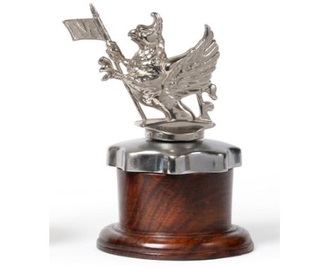 A 1920s Chrome Car Mascot from a Vauxhall Griffin, the base stamped ''Joe Fray Ltd'', mounted on a radiator cap and later woo