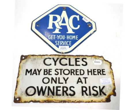 An RAC Enamel Single Sided Advertising Sign ''Get-You-Home Service'', of lozenge shape form with four drill holes, 6cm by 26c