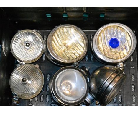 A Pair of Vintage Chrome Headlights, diameter 6''; A Pair of Vintage Notek Roadmasters Headlights, British made patented diam