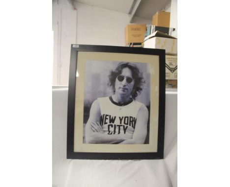 A John Lennon framed 'NYC ' classic iconic print - Beatles interest - measuring 58cm x 67cm