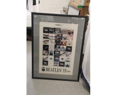 A large framed Beatles print measuring 85cm x 114 cm  ' Expressions ' nice album artwork print with light fading