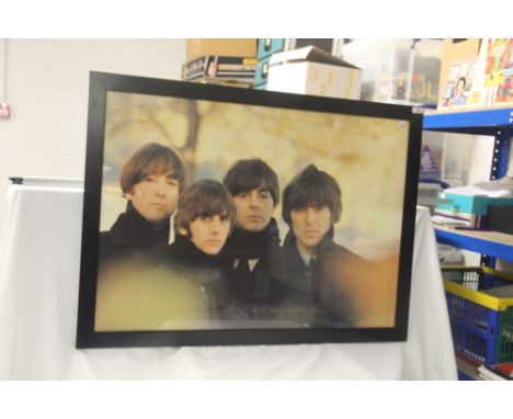 A large framed Beatles print measuring 86cm x 65cm  - Rubber Soul era