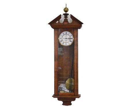 The Farringdon Regulator, a stripped walnut and beechwood cased Vienna wall clock, single weight-driven movement, 120cm.Condi