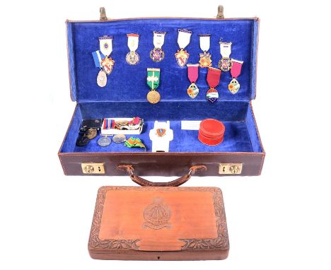 Eleven Royal Masonic Institution for Girls and Boys gilt metal medals, mainly Steward medals, with ribbons; a Masonic Samarit