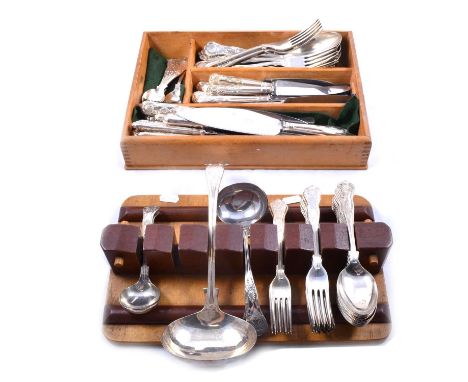 A part canteen of electroplated Kings pattern cutlery, J Harris &amp; Son, Sheffield, to include large ladle, small ladles, k