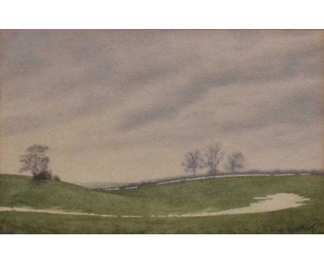 June Wilkinson, The Crochet Ladies of Harare, signed and dated, watercolour, 22.5x35.5cm; W Richard Wood, The Last Snow Melts