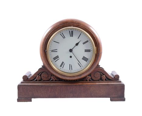 German twin train mantle clock, circular painted dial on Vitruvian scrolls, plinth base, width 47cm, height 37cm.Condition re