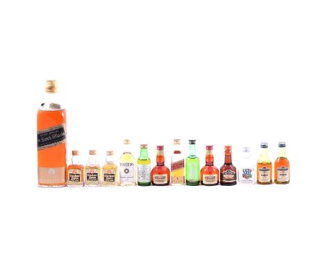 Johnnie Walker, Black Label, 1970s bottling, 26 2/3fl oz, 70 proof; together with some miniature spirits three Aberlour 9 yea