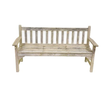 Teak garden bench, length 160cm.