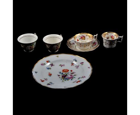 A collection of English 19th century teaware, Derby style, including part tea sets, Staffordshire bowls, etc.Condition report