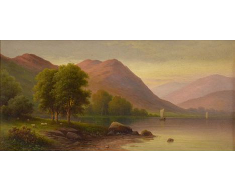 Victor Rolyat, Scottish lakescape, signed, oil on canvas, 19.5x39.5cm; and after Henry G Walker, Flamborough Head, coloured e