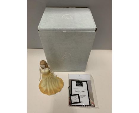 A BOXED ROYAL DOULTON GEMSTONES FIGURINE WITH A GENUINE SWAROVSKI CRYSTAL - OCTOBER - OPAL 