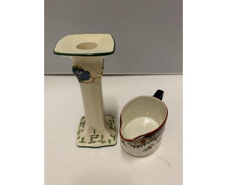A DOULTON ALMA JUG AND A FURTHER ROYAL DOULTON CANDLESTICK D1903 