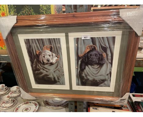 A FRAMED LIMITED EDITION PRINT OF DOGS BY T DOYLE 