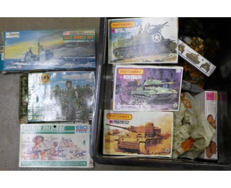 A collection of Matchbox, Esci and other plastic model kits