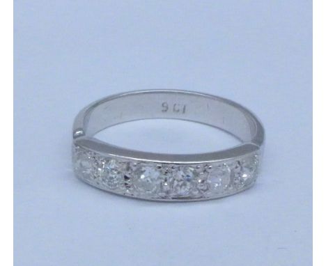 A 9ct white gold and old cut diamond eternity ring/wedding band, approximately 1ct diamond weight, 3.6g, R