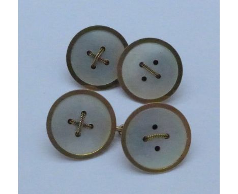 A pair of 9ct gold and mother of pearl cufflinks, 4.2g