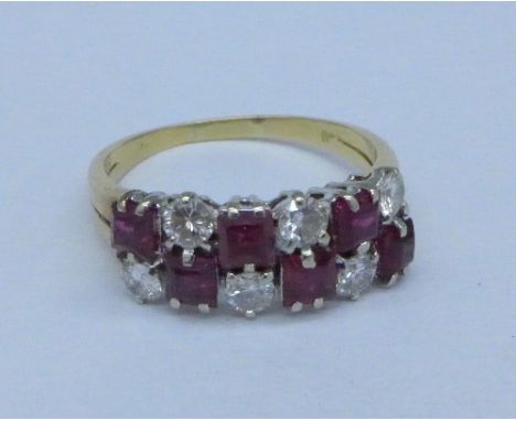 A 9ct gold, ruby and diamond ring, 4.3g, N