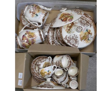 The Royal Worcester Group, Palissy Game Series pattern tea and dinnerware including two teapots and a tureen