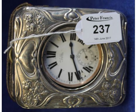 Swiss Goliath pocket watch in silver Art Nouveau design stand/case.(B.P. 24% incl. VAT)   CONDITION REPORT:  Watch winds and 