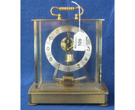 Mid Century Kundo electronic Art Deco design gilt metal mantel clock.  22cm high.(B.P. 24% incl. VAT)