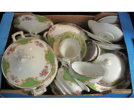 Tray of Paragon fine bone china 'Rockingham' dinnerware items, various, together with a  Shelley 'Woodland' cabinet cup and s