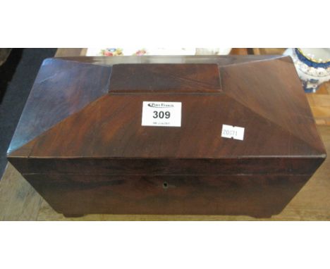 19th Century mahogany sarcophagus shaped tea caddy.(B.P. 24% incl. VAT)