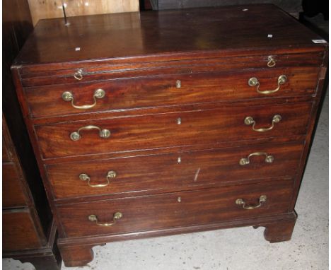19th Century mahogany straight fronted chest of four long drawers, on bracket feet with brush slide.(B.P. 24% incl. VAT)