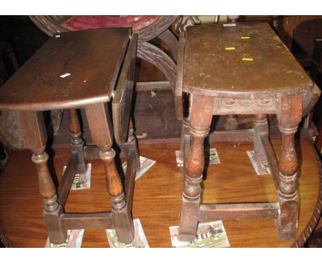 Small 19th Century oak gate legged table, together with another similar modern oak gate legged table. (2)(B.P. 24% incl. VAT)