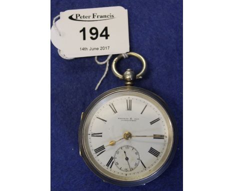 Silver gentleman's pocket watch, the enamel face marked: Thomas and Son, Ilfracombe, Birmingham hallmarks. (B.P. 24% incl. VA