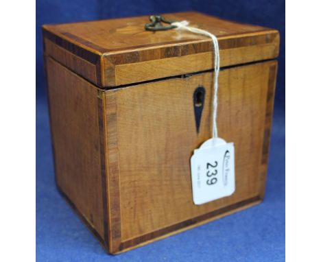 19th Century inlaid single section tea caddy.(B.P. 24% incl. VAT)