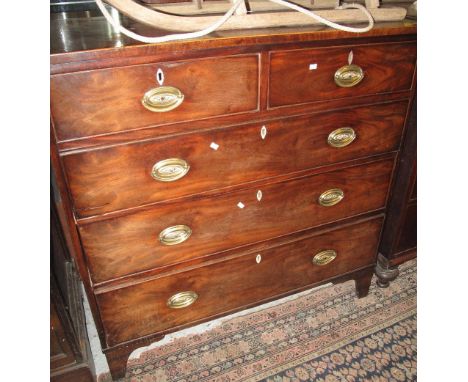 Early 19th Century mahogany inlaid straight fronted chest of two short and three long drawers, on bracket feet.(B.P. 24% incl