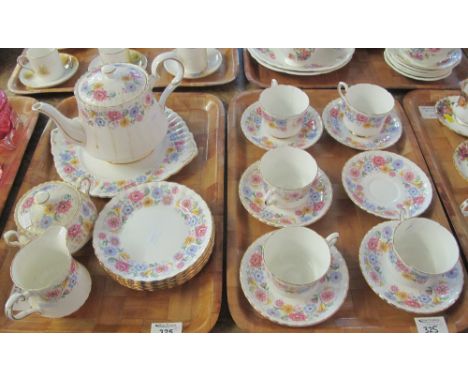 Two trays of Royal Stafford bone china 'Florentina' tea service comprising: cups; saucers; lidded sucrier; milk jug; plates a